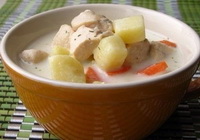 Фото к рецепту: Сырный суп с курицей и плавленым сыром