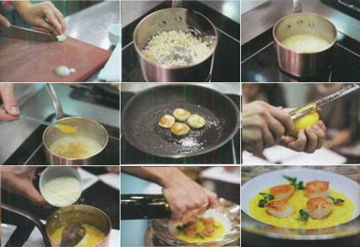Этапы приготовления блюда с морепродуктами