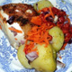 Жареная курица с овощами